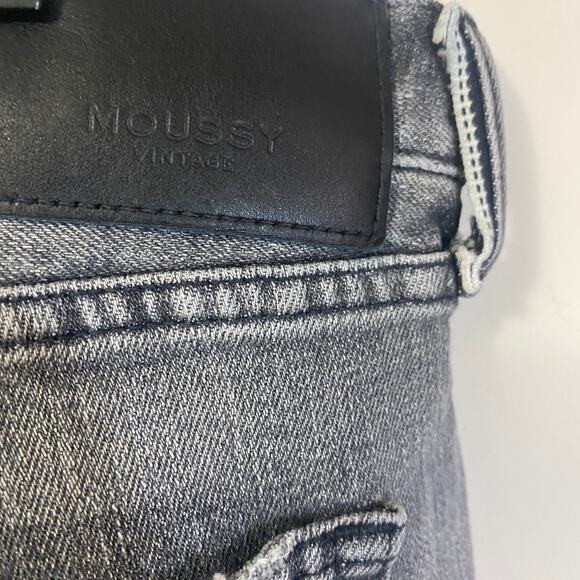Moussy Vintage Howa Slim Fit Jeans Medium Grey Distressed Raw Hem Sz 30 - Picture 7 of 16